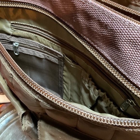 “lug”Brown Crossbody Multi Pocket Nylon Bag. - Picture 7 of 16